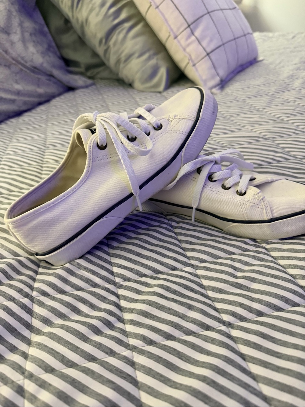Sperry White Low-Top Lace-Up Canvas Sneakers for Women